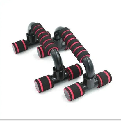 Black and red Fitness Push-up Bar Push-Ups Stands Gym Bars Indoor Fitness with ergonomic foam handles for home gym strength training routines.