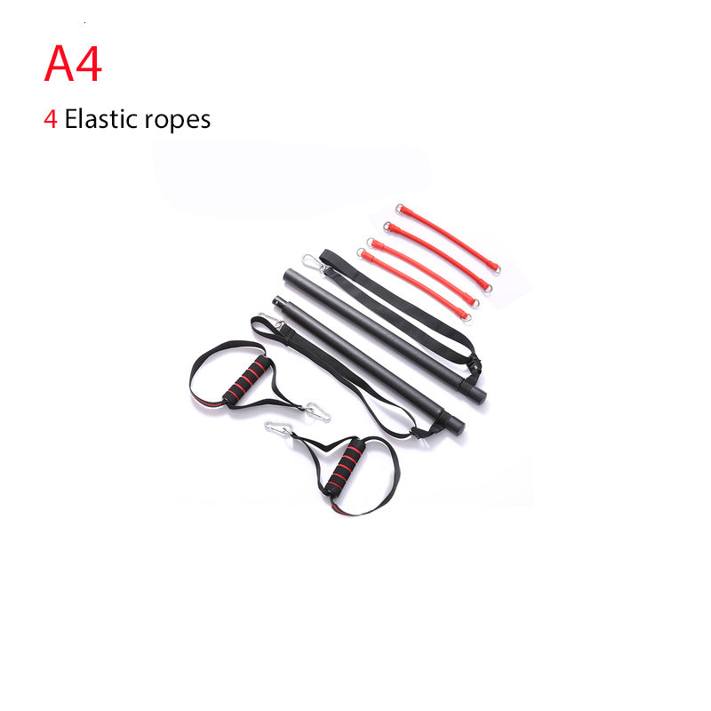Trainer Bar Resistance Bands - Body Workout A4 set with 4 elastic ropes, perfect for adjustable resistance and full-body workouts.