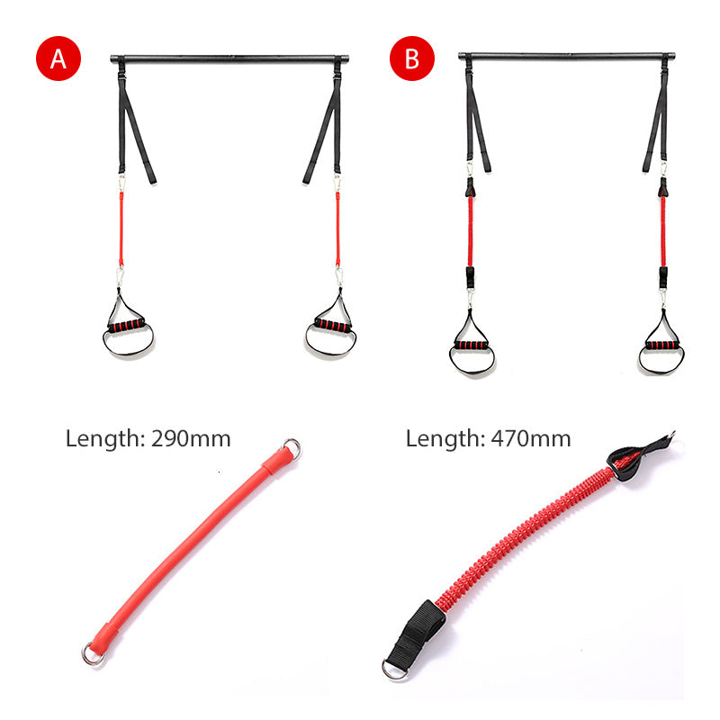 Comparison of two Trainer Bar Resistance Bands - Body Workout setups with different resistance band lengths for customizable workouts.