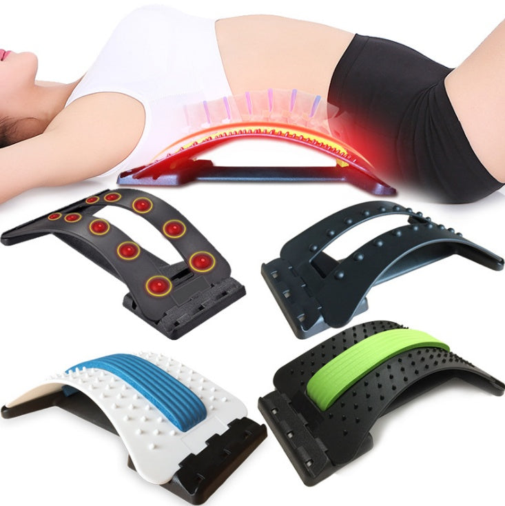 Lumbar Tractor Therapy device for back pain relief with magnetic massage points and adjustable arch support for spinal decompression.