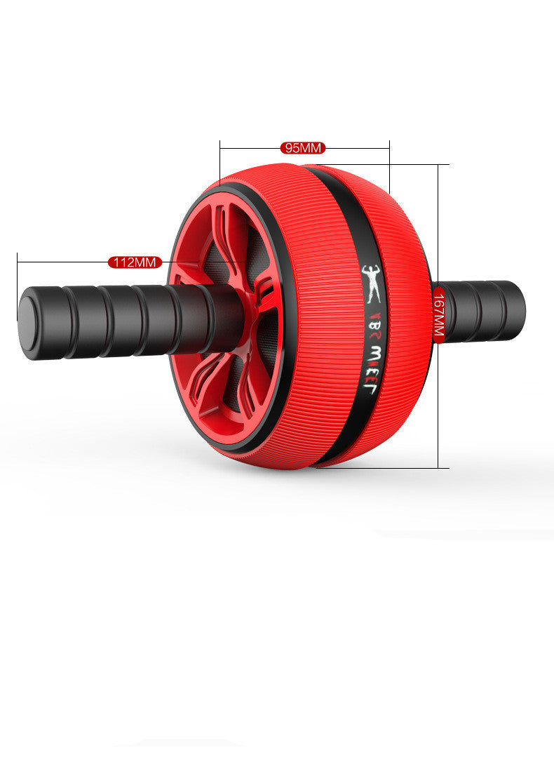 Red abdominal exercise roller with 95mm width and 112mm diameter, designed for home fitness and core strengthening.