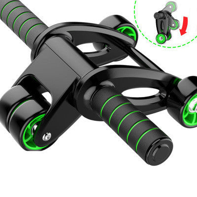 Ergonomic Foldable Abdominal Muscle Wheel Roller with foam grip handles and triple-wheel support, designed for home fitness and ab workouts.