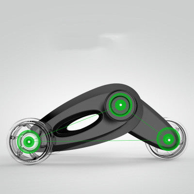 Side view of Foldable Abdominal Muscle Wheel Roller highlighting its triangular support structure and smooth-rolling wheels for stability.