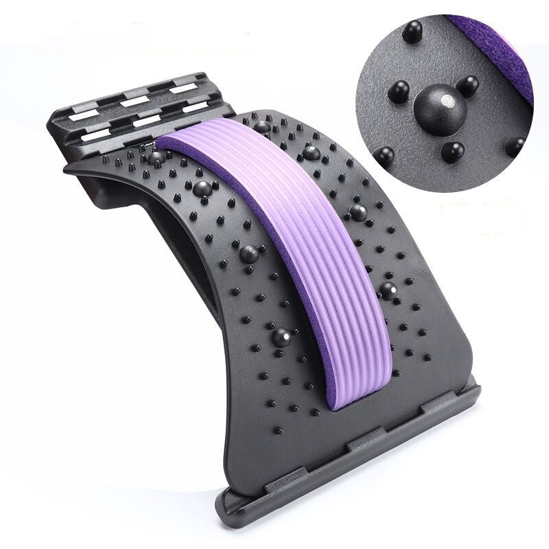 Lumbar Tractor Therapy back stretcher with 10 magnetic points and 96 plastic pins for massage and spinal support. Ideal for back pain relief.