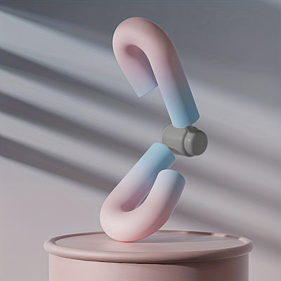 Floating Thigh Master Exercise Equipment in pink-blue gradient. Durable steel spring and foam grips for leg and arm training.