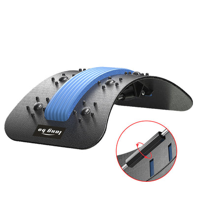 Lumbar Tractor Therapy device with magnetic massage points and adjustable arch for back pain relief and spinal support.