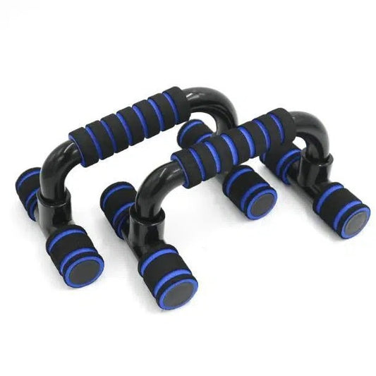 Fitness Push-up Bar Push-Ups Stands Gym Bars Indoor Fitness with black and blue foam grips, ideal for home strength training workouts.