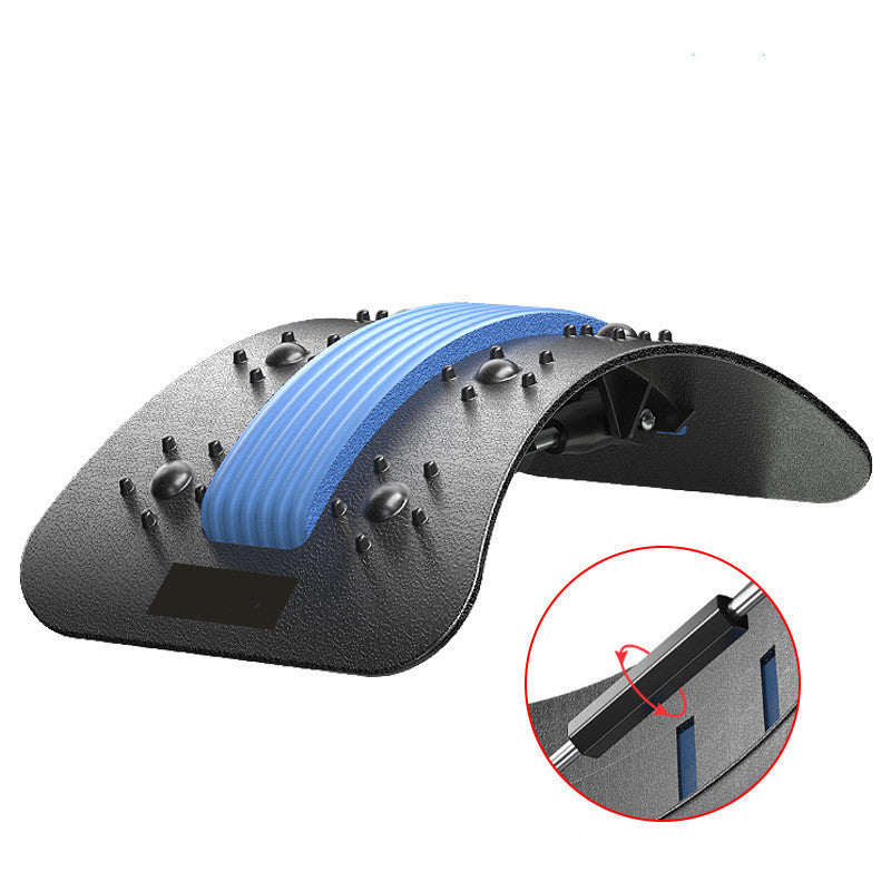 Lumbar Tractor Therapy device with magnetic massage points and adjustable arch for back pain relief and spinal support.