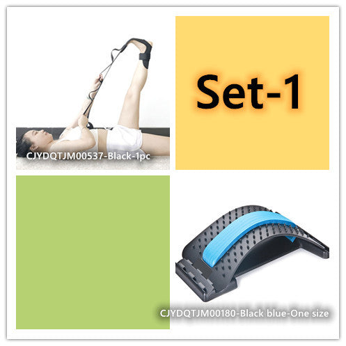 Lumbar Tractor Therapy - Back Pain Relief device in black and blue with magnetic points for massage and spinal support. Ideal for lumbar disc issues.