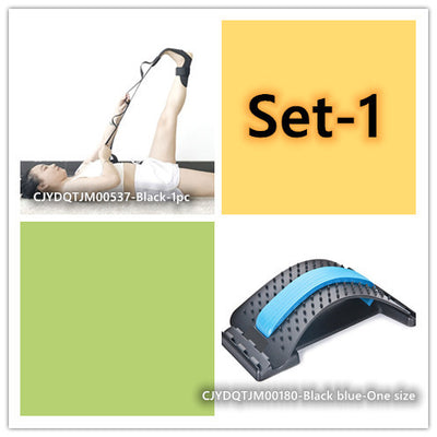 Lumbar Tractor Therapy - Back Pain Relief device in black and blue with magnetic points for massage and spinal support. Ideal for lumbar disc issues.