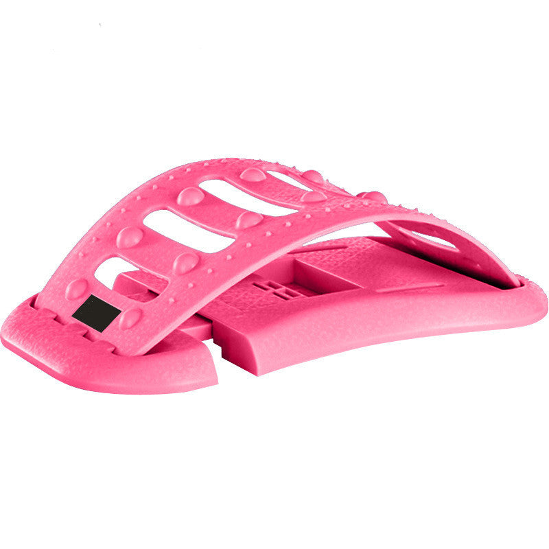 Pink Lumbar Tractor Therapy device for back pain relief with magnetic points and plastic pins for massage and spinal support.