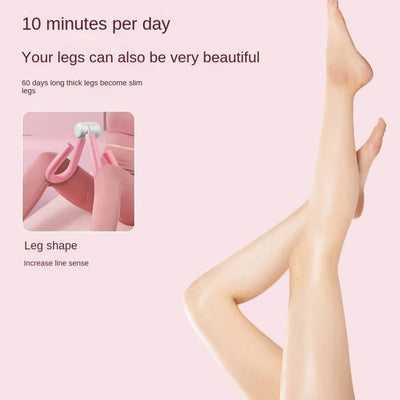 Thigh Master Exercise Equipment promotes slim leg shape with daily use. Visual shows leg toning benefits in 60 days.