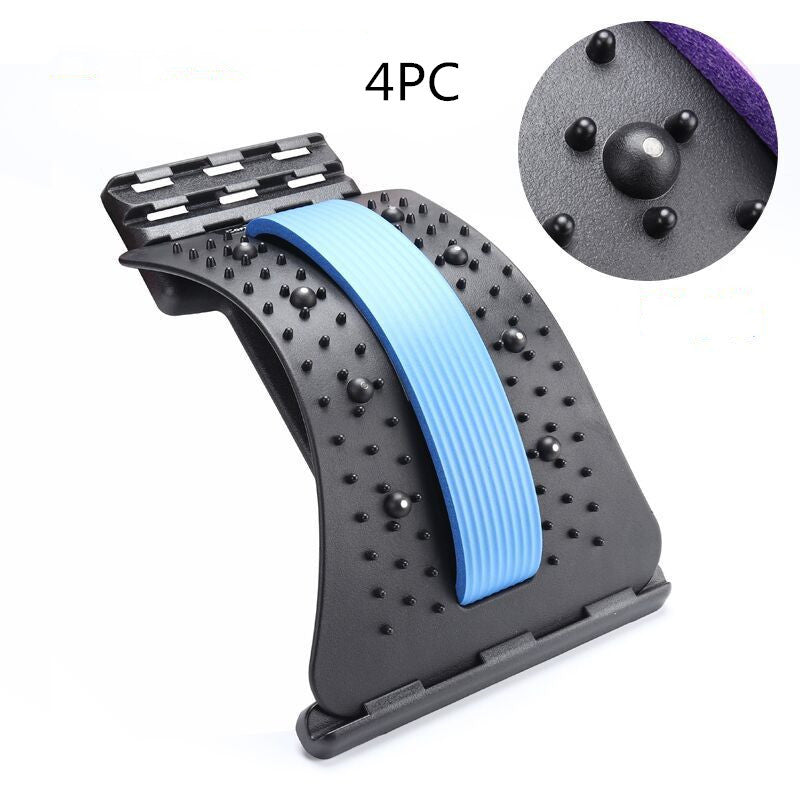 Lumbar Tractor Therapy back stretcher with 10 magnetic points and 96 plastic pins for massage and support. Ideal for lumbar pain relief and posture correction.
