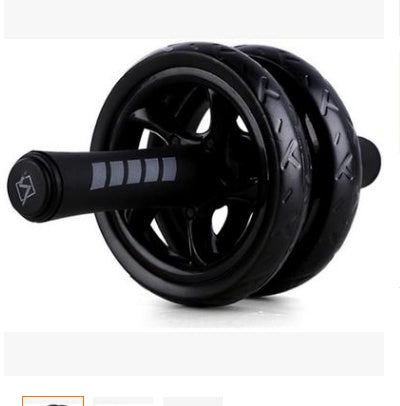 Fitness Master Ab Roller Trainer with dual black wheels and ergonomic handles for core workouts. Durable gym kit equipment for home fitness.