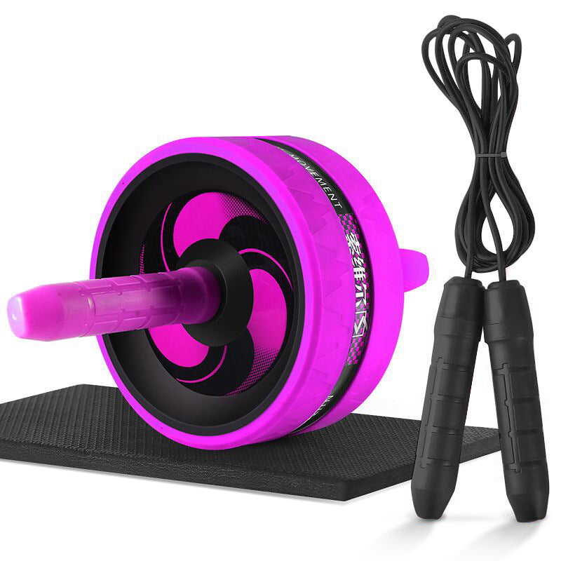 Pink Fitness Master Ab Roller Trainer with jump rope and mat. Complete gym kit equipment for core strength and home fitness routines.