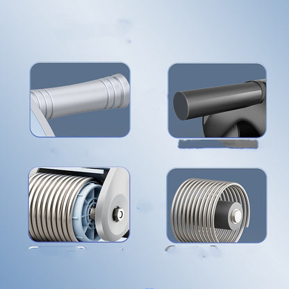 Detailed view of Fitness Equipment Roller components including handles, internal spring mechanism, and wheel structure for core workouts.