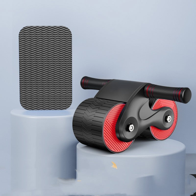Black and red Fitness Equipment Roller with included kneepad, perfect for strengthening abdominal muscles in any indoor space.
