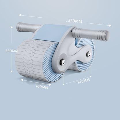 Fitness Equipment Roller dimensions labeled for ergonomic design, featuring 370mm width and 140mm wheel spacing for core stability.