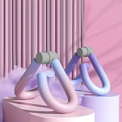 Pair of Thigh Master Exercise Tools in pink and blue gradient. Compact and stylish design for home gym workouts.